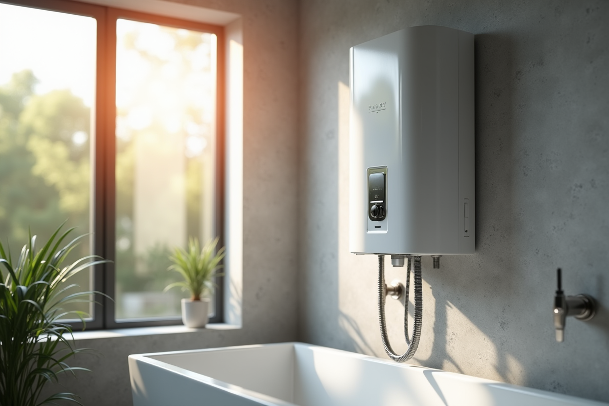 Chauffe-eau électrique dans une salle de bain contemporaine