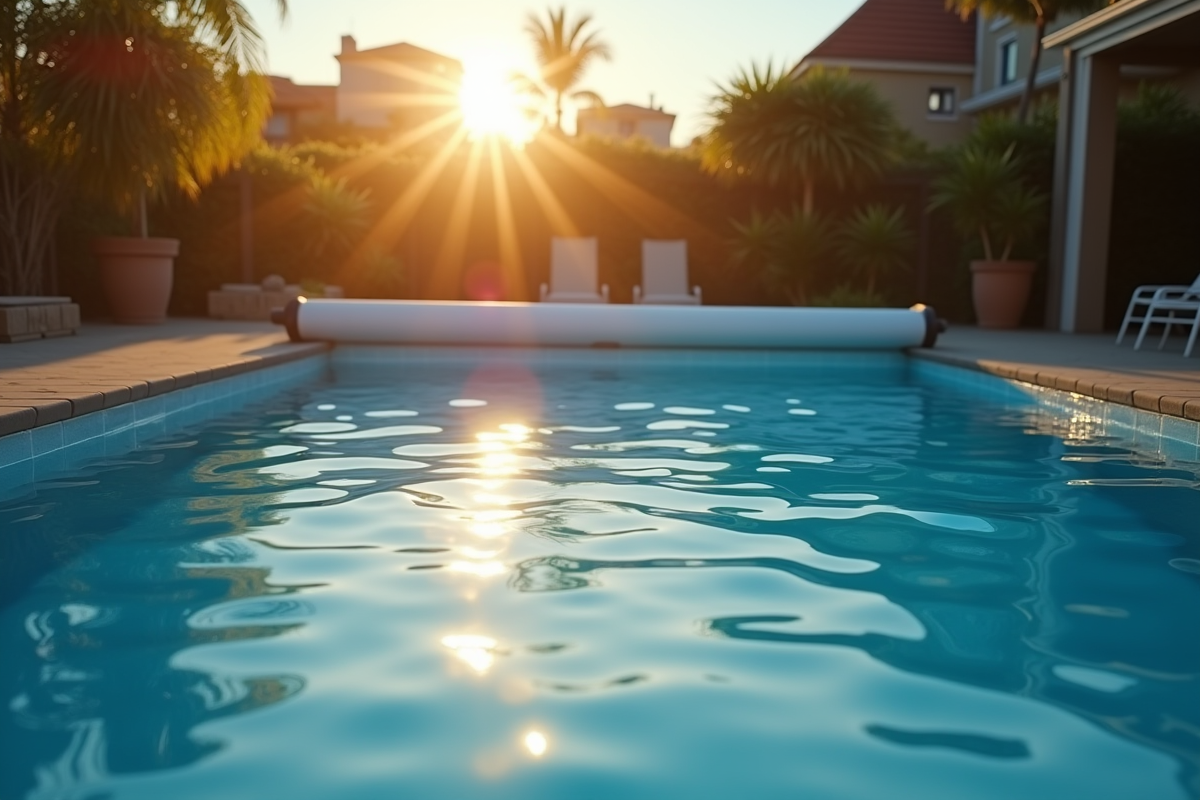 Panneau de controle de la couverture automatique de la piscine au lever du soleil