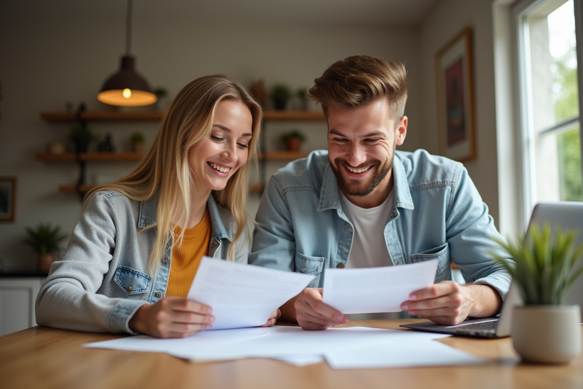 jeune couple discutant papiers d aides à l isolation