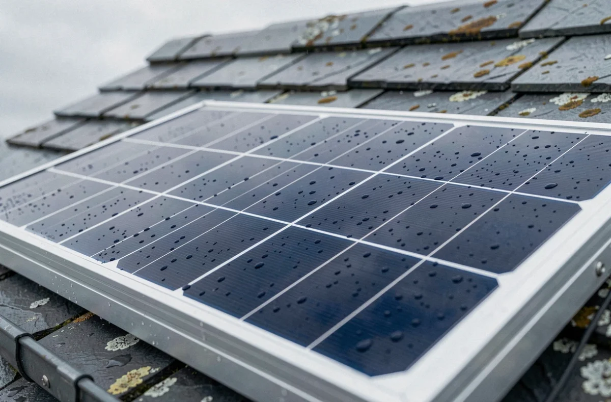 Détail de la surface d'un panneau solaire monocristallin avec cellules photovoltaïques et revêtement antireflet