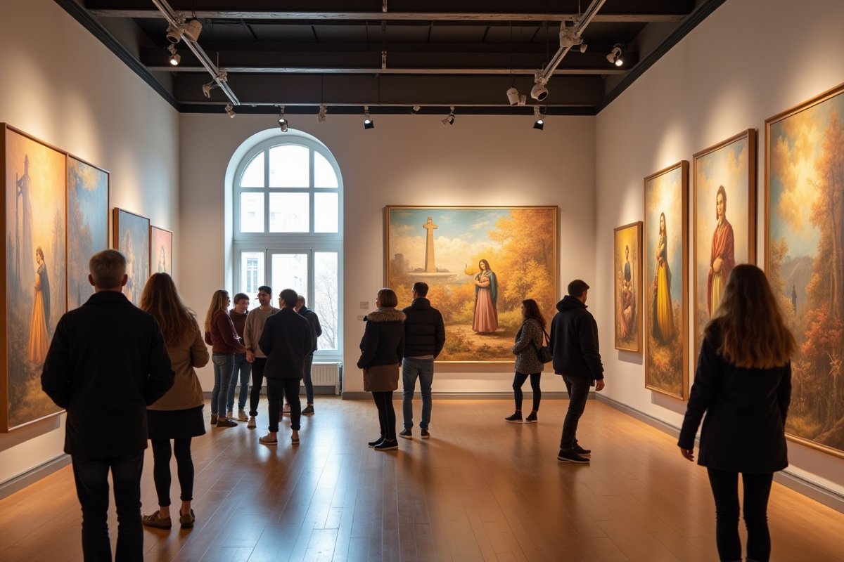 Visiteurs dans une galerie d