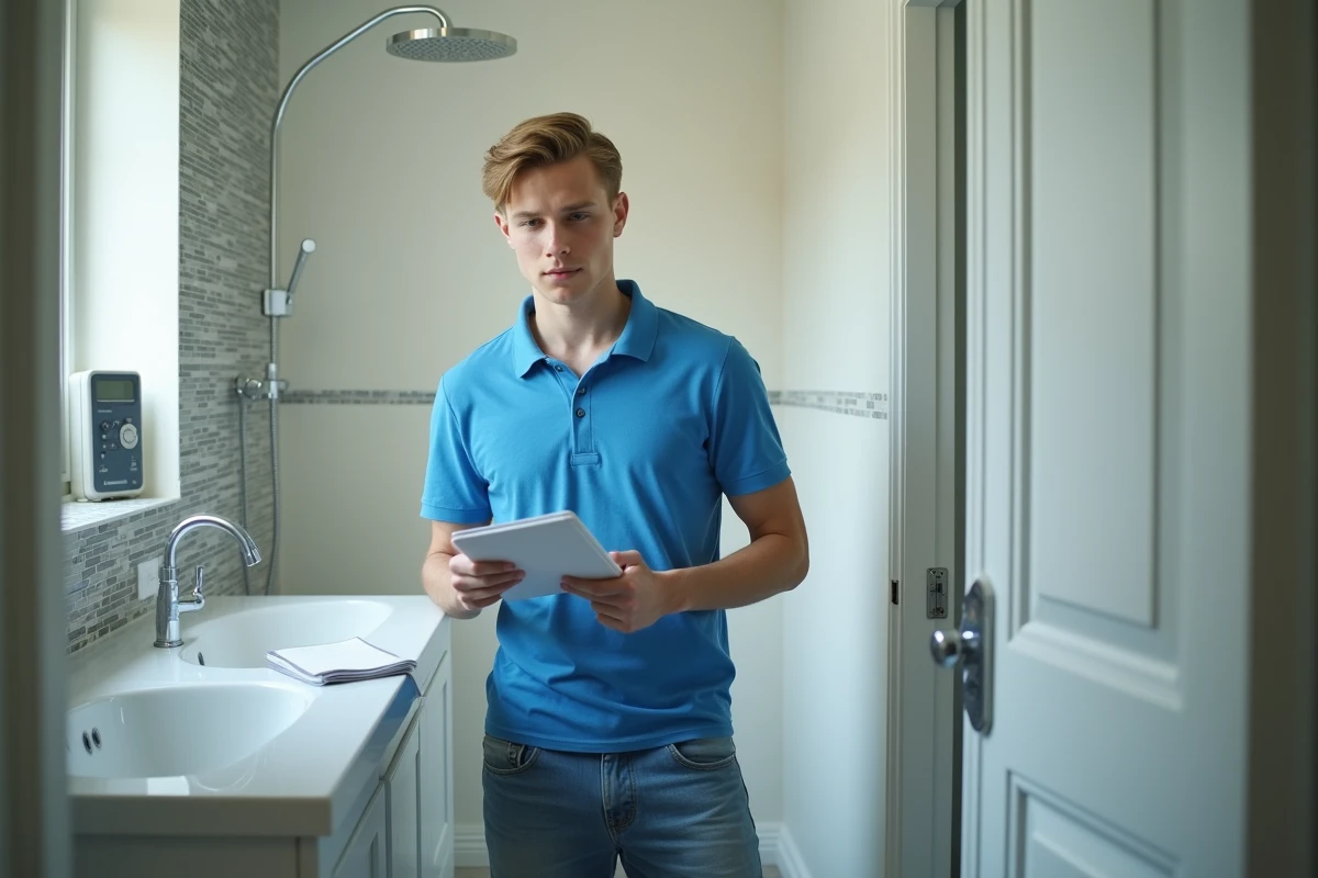 Jeune homme avec compteur d