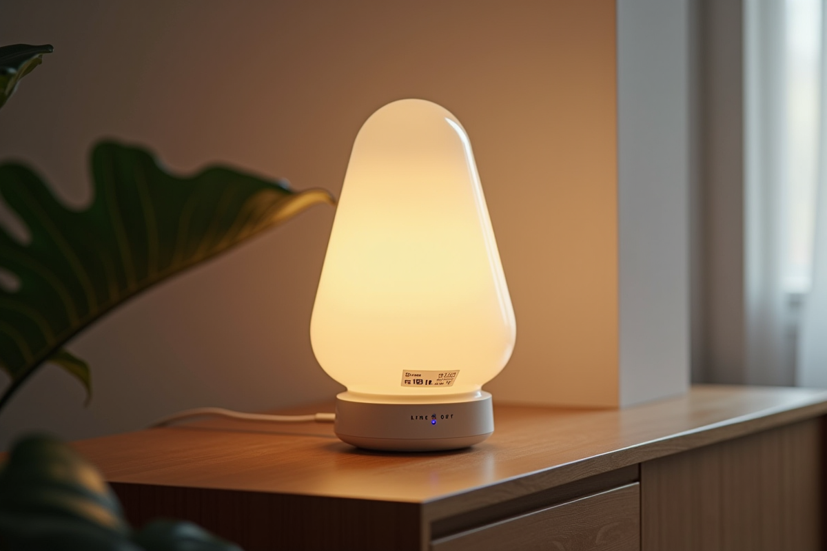 Lampe de designer avec étiquette IP dans intérieur minimaliste