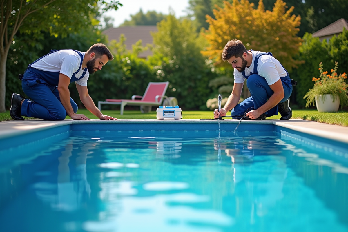 Professionnels vérifiant le liner et testant l