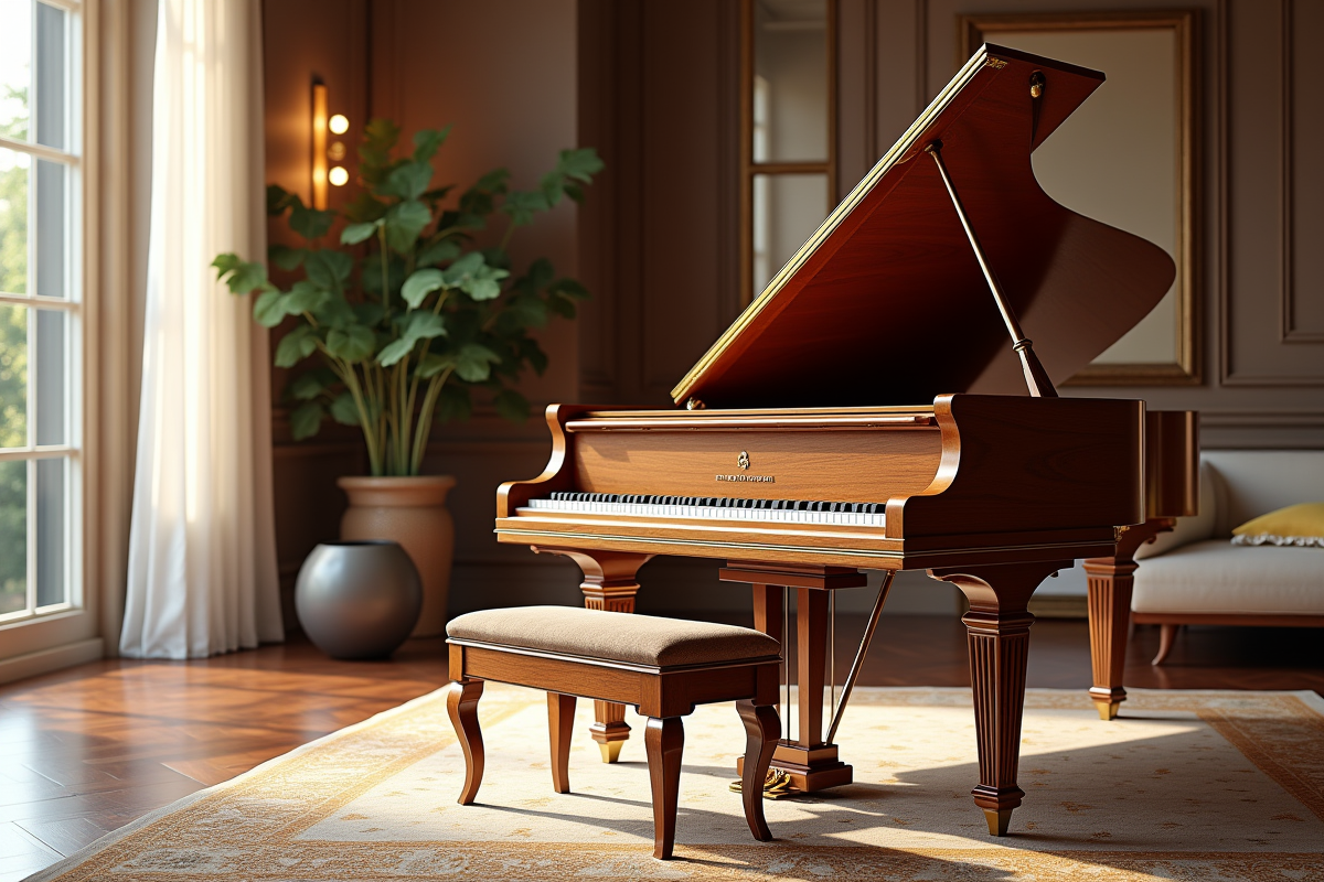 Piano à queue luxueux dans un salon élégant