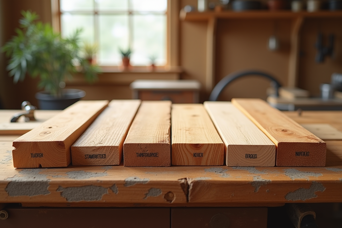 Différents types de planches en bois sous lumière naturelle