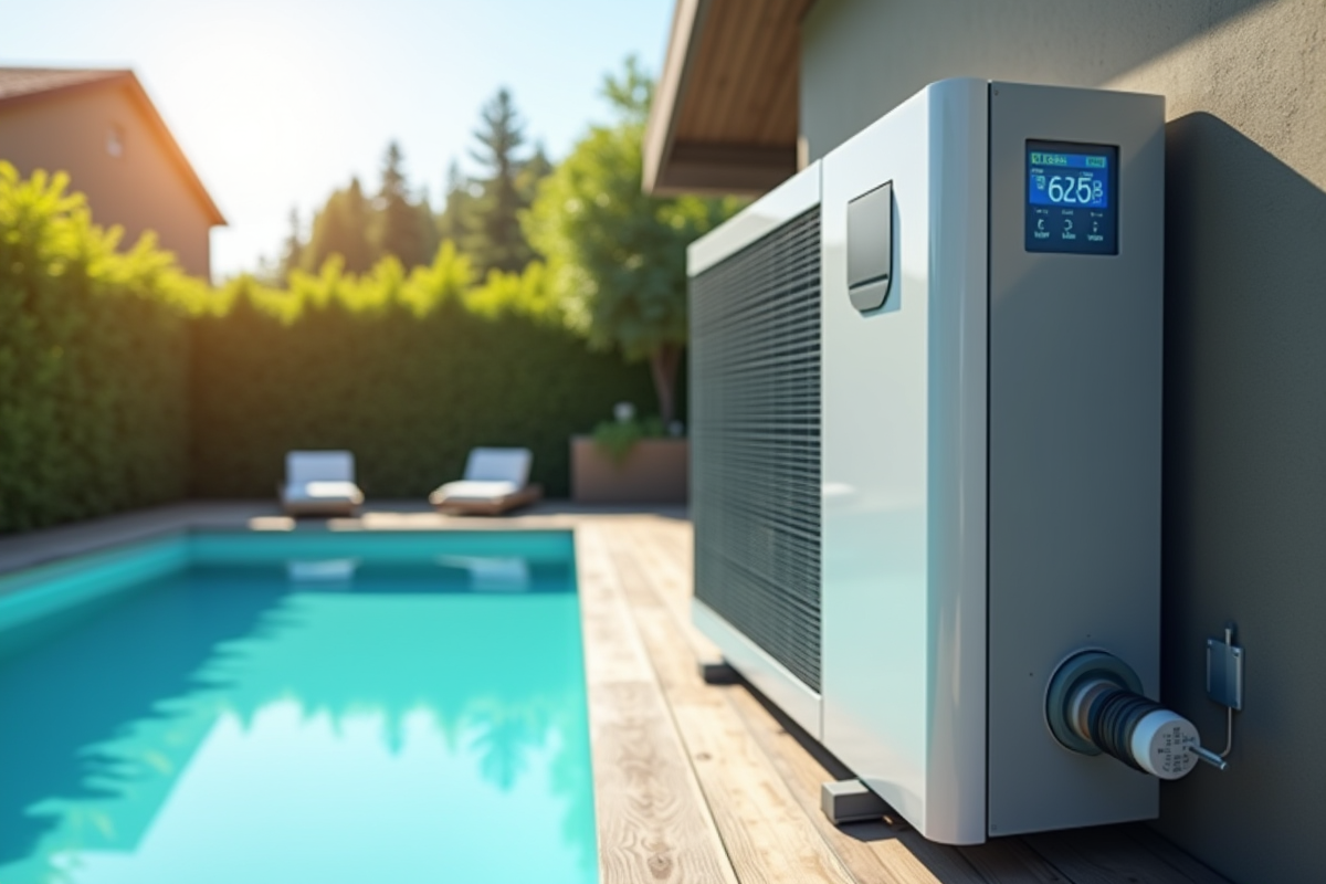 Pompe à chaleur moderne pour piscine avec compteur d énergie