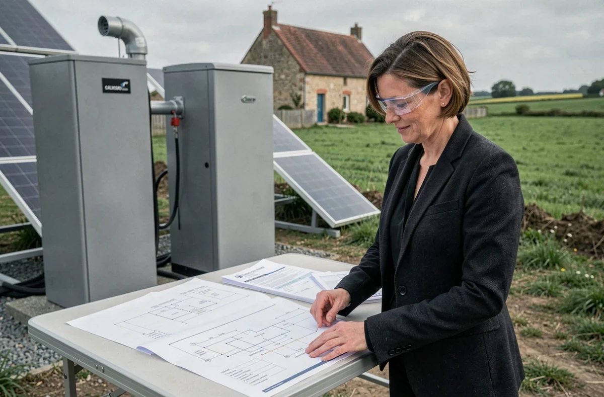 Consultante de Sybea présentant des solutions multi-énergies incluant pompes à chaleur dans le Calvados